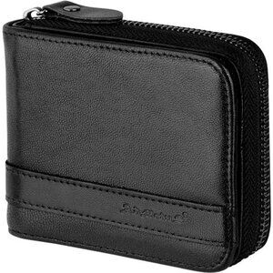 Men's Genuine Leather Bifold Zip-around Wallet Black